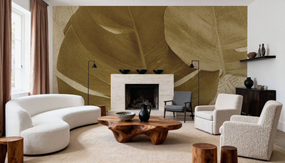 Ornate Monstera Leaf II Mural Wallpaper - room preview 05