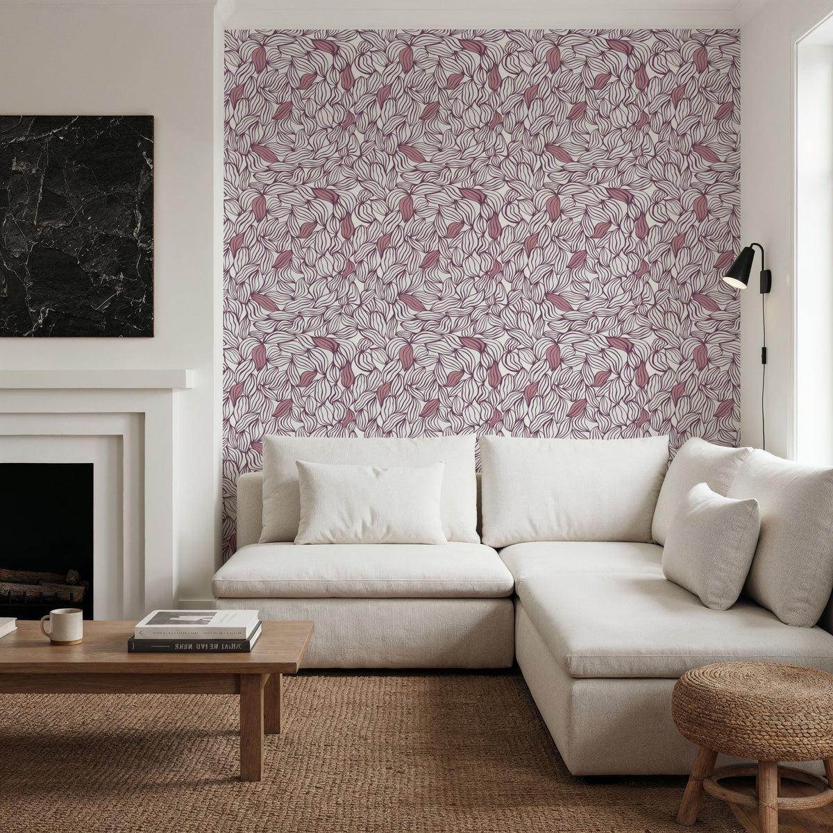 Negative Leaf, Rose Mural Wallpaper - room preview 05