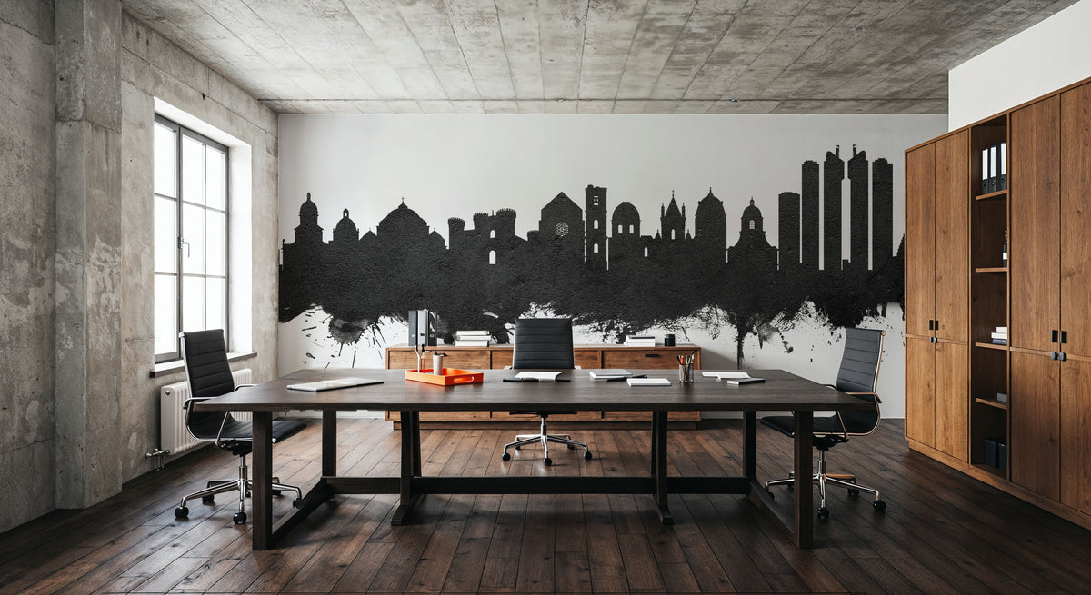 Naples Italy Skyline Black & White Mural Wallpaper - room preview 05