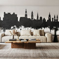 Heidelberg Germany Skyline Black & White Mural Wallpaper - room preview 05