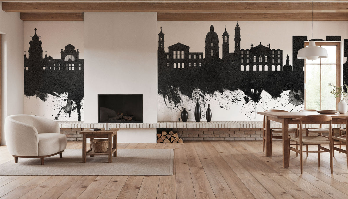 Nice France Skyline Black & White Mural Wallpaper - room preview 05