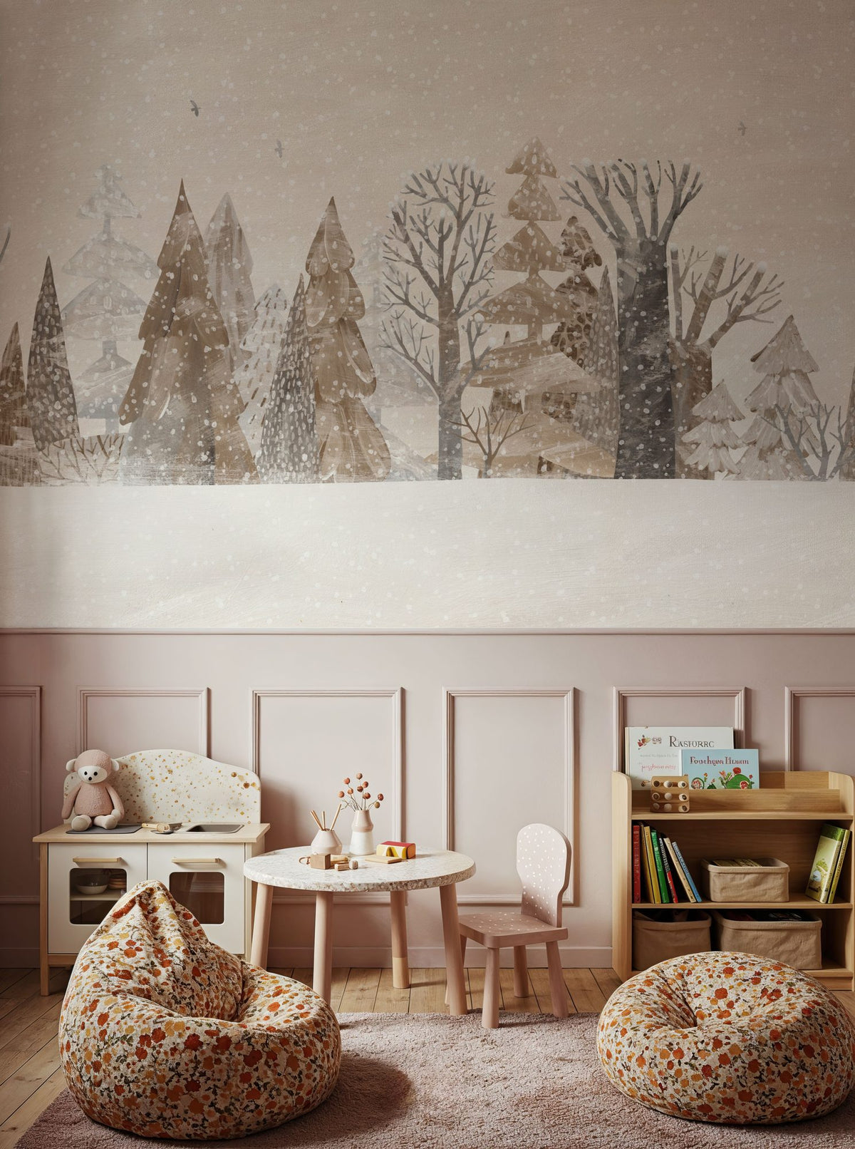 Snowy View Mural Wallpaper - room preview 05
