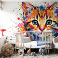 Kitten - Watercolor Spirit Animals Series Mural Wallpaper - room preview 05