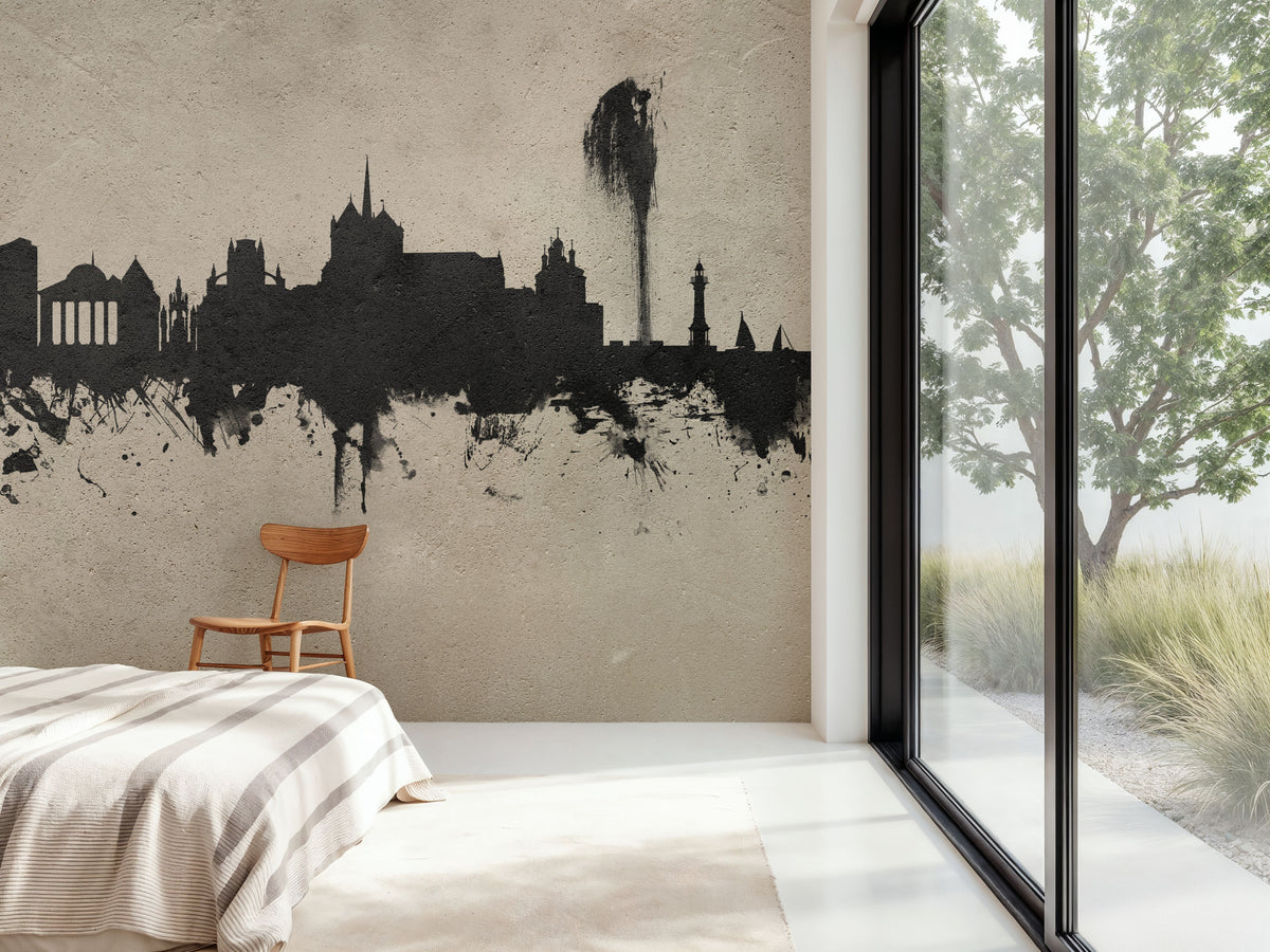 Geneva Switzerland Skyline Concrete Mural Wallpaper - room preview 05