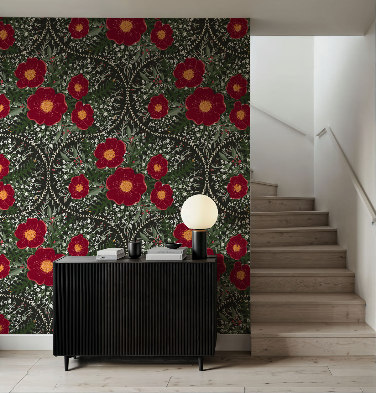 Yuletide Camelia, Coffee Mural Wallpaper - room preview 05