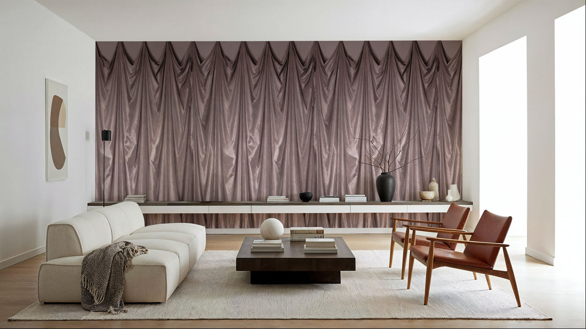Medici Drapes, Dusty Rose Mural Wallpaper - room preview 05