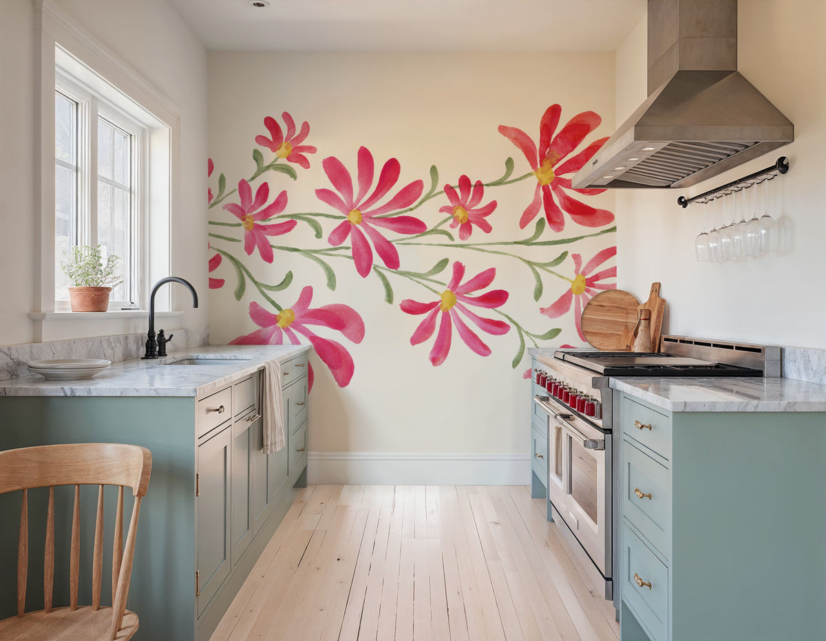 Pretty Blooms I Mural Wallpaper - Light Tone - room preview 05