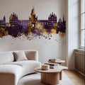 Egham England Skyline Purple & Gold Mural Wallpaper - room preview 05