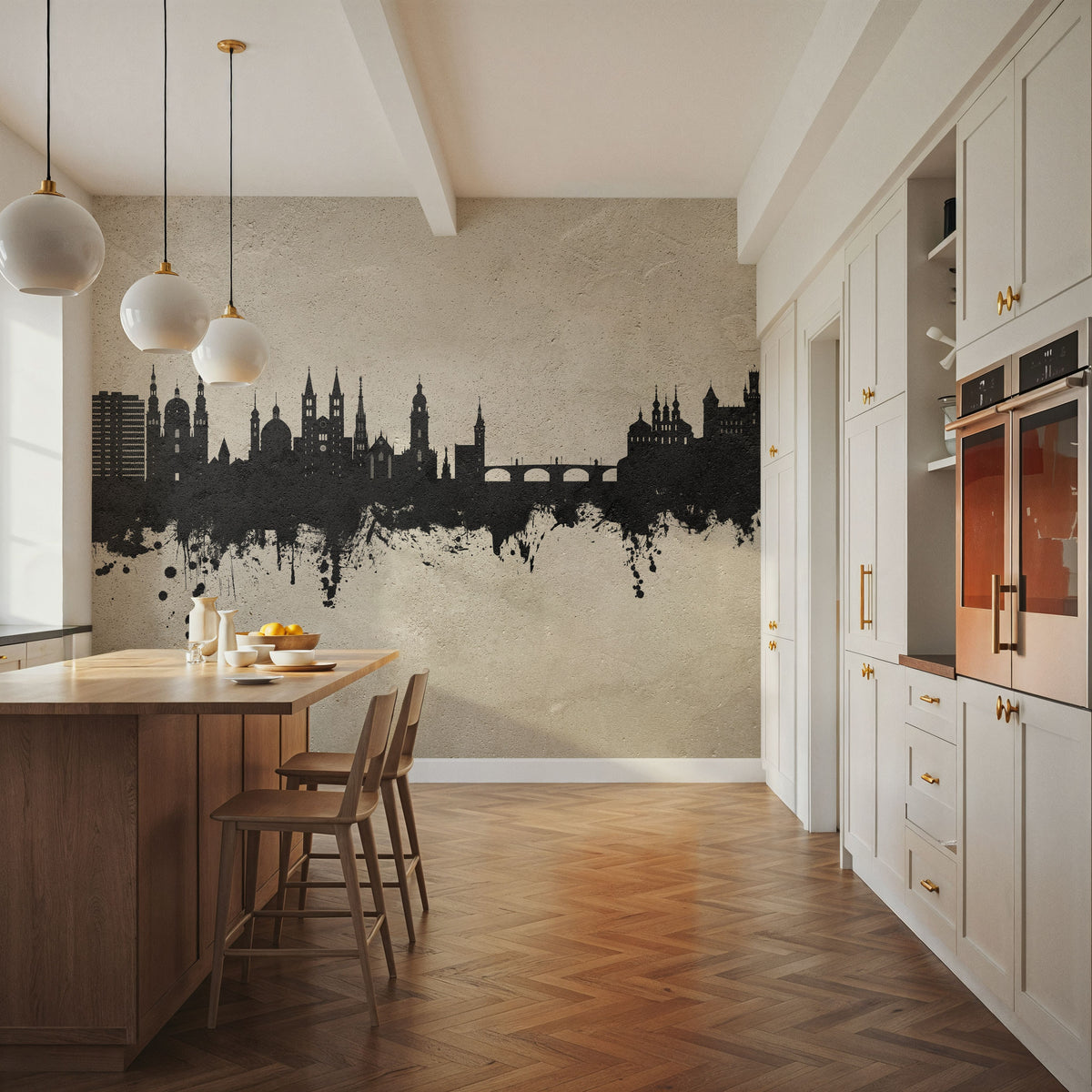Würzburg Germany Skyline Concrete Mural Wallpaper - room preview 05