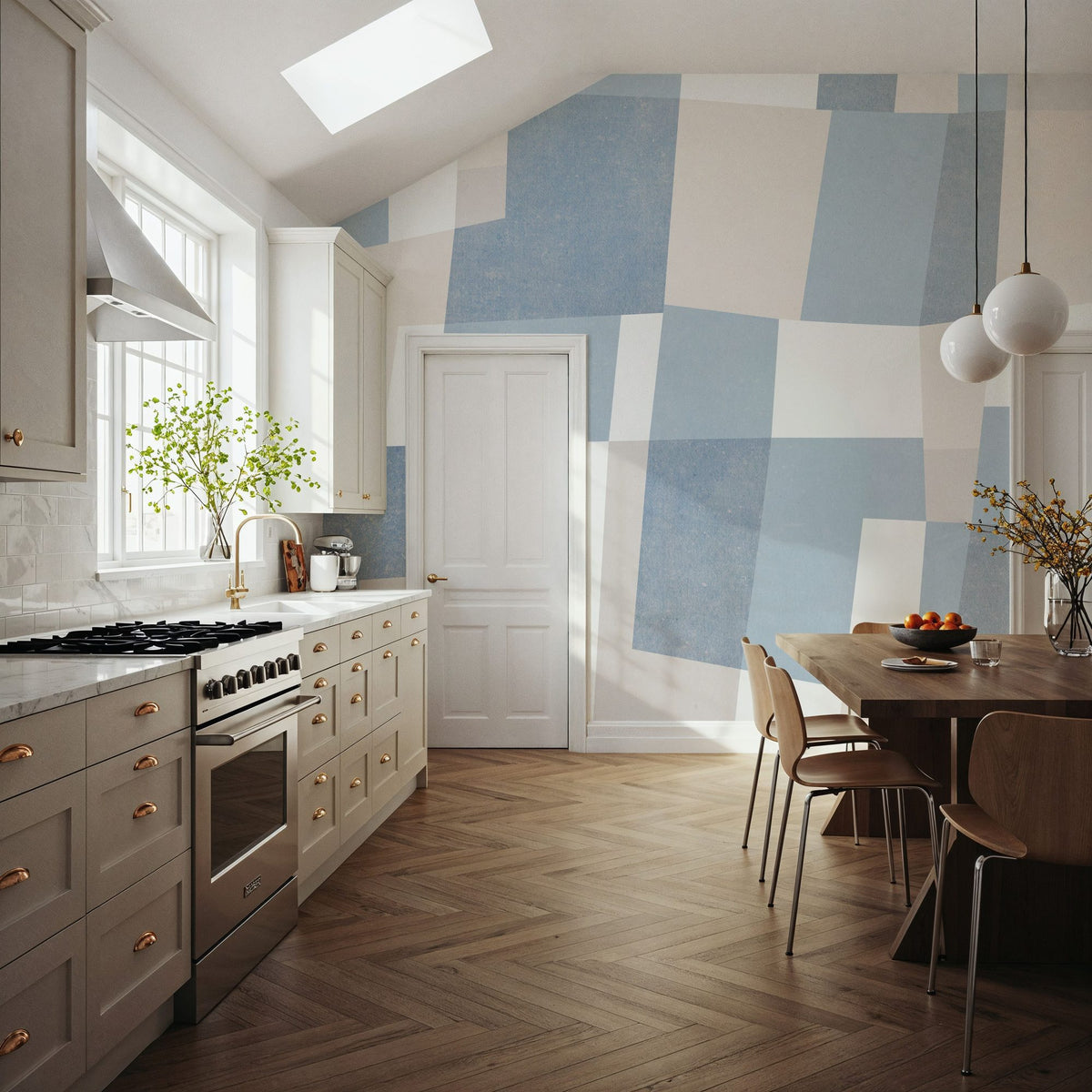 Abstract Fields, MIneral Blue Mural Wallpaper - room preview 05