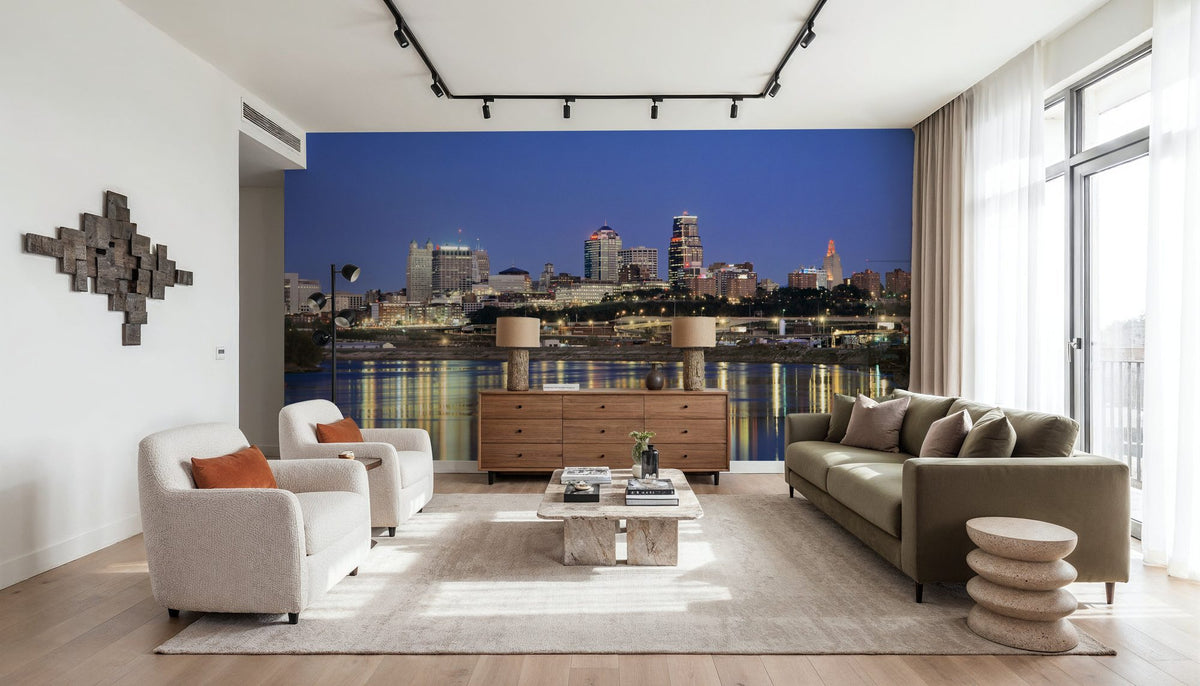 Urban Twilight Reflection Mural Wallpaper - room preview 05