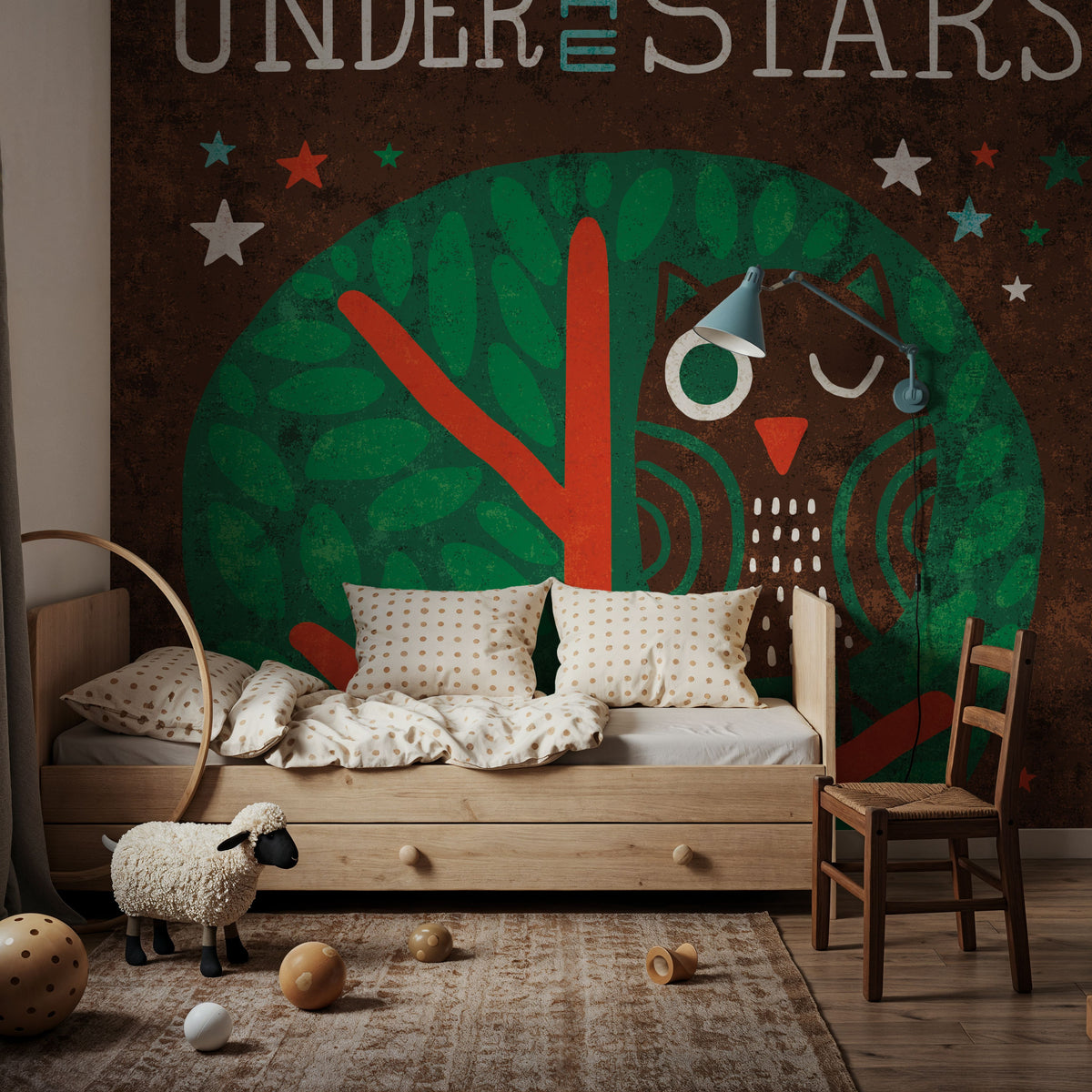 Happy Camper Night Owl Mural Wallpaper - room preview 05