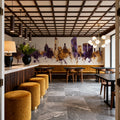 Portsmouth England Skyline Purple & Gold Mural Wallpaper - room preview 05