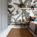 Monkeys with Birds, W&B Mural Wallpaper - room preview 05