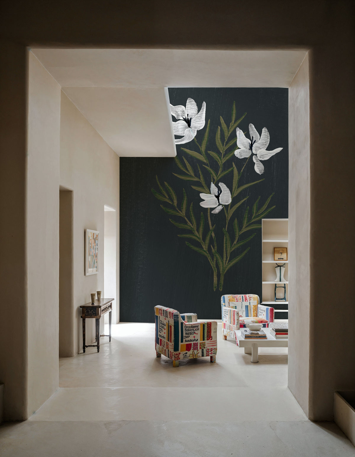 Pretty Little Flower IV Black Mural Wallpaper - room preview 05