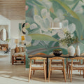 White Blossoms in Focus Mural Wallpaper - room preview 05