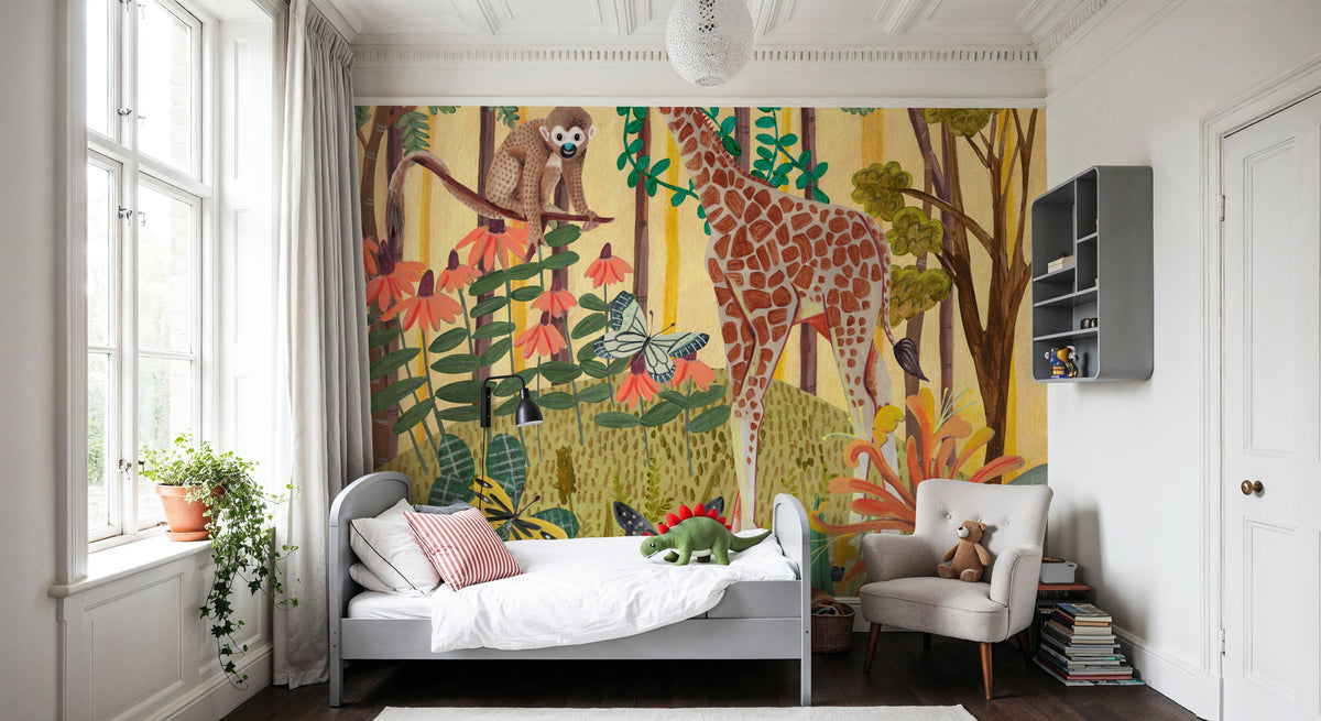 Giraffe in Nature Mural Wallpaper - room preview 05