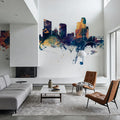 Grand Rapids Michigan Skyline Blue & Bronze Mural Wallpaper - room preview 05