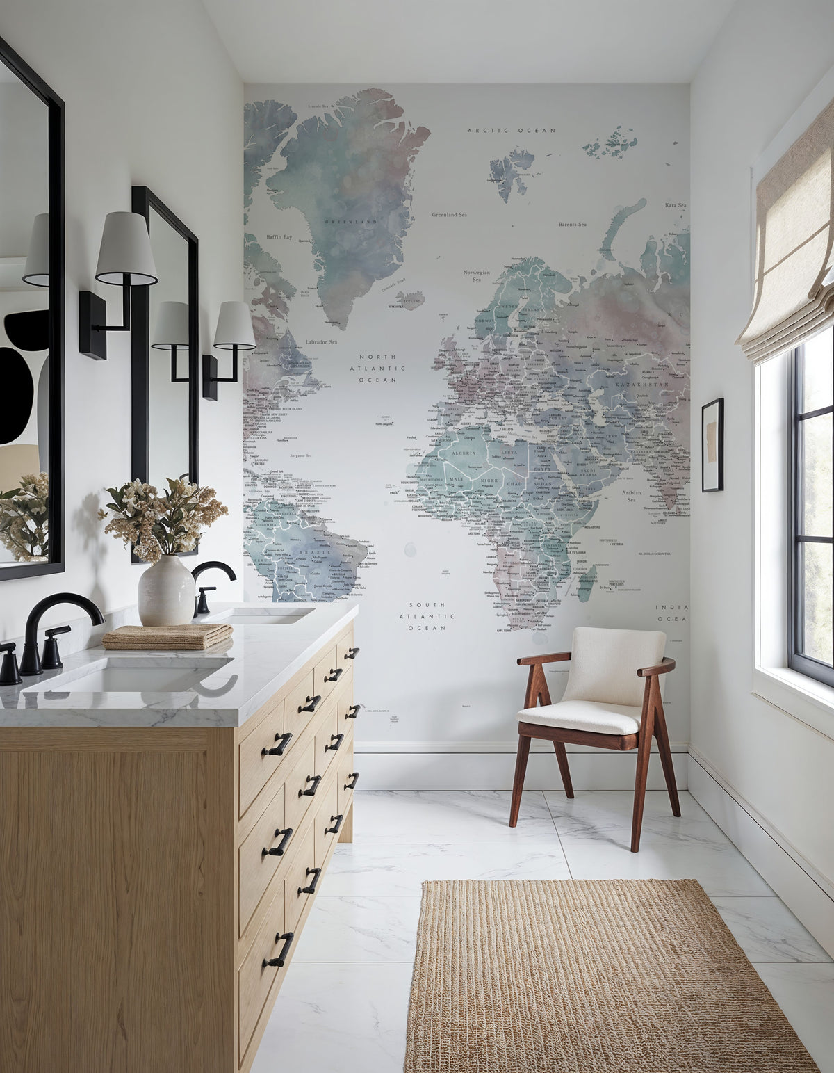 World Map Cities - Fufu Mural Wallpaper - room preview 05
