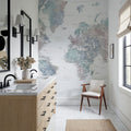 World Map Cities - Fufu Mural Wallpaper - room preview 05