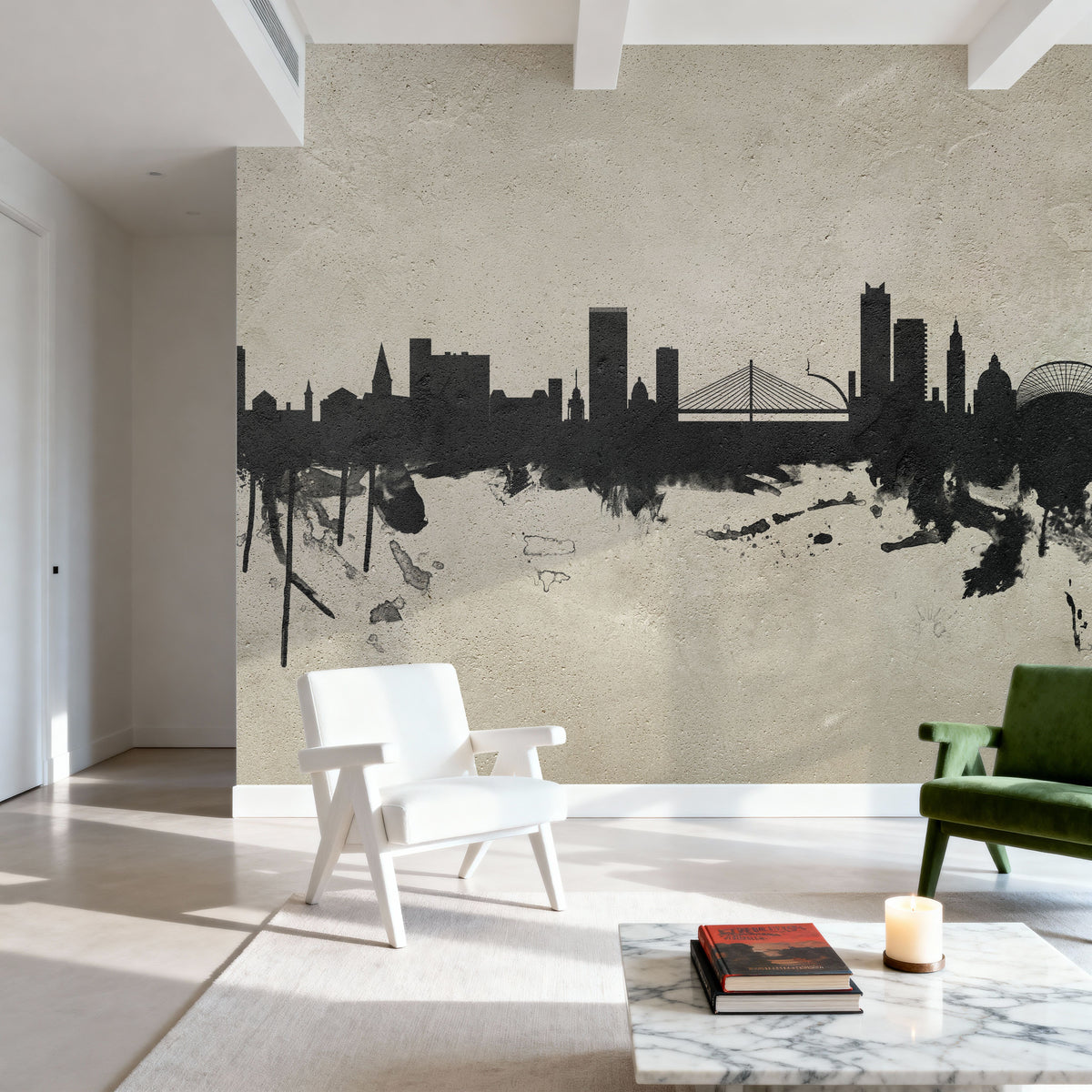 Liege Belgium Skyline Concrete Mural Wallpaper - room preview 05