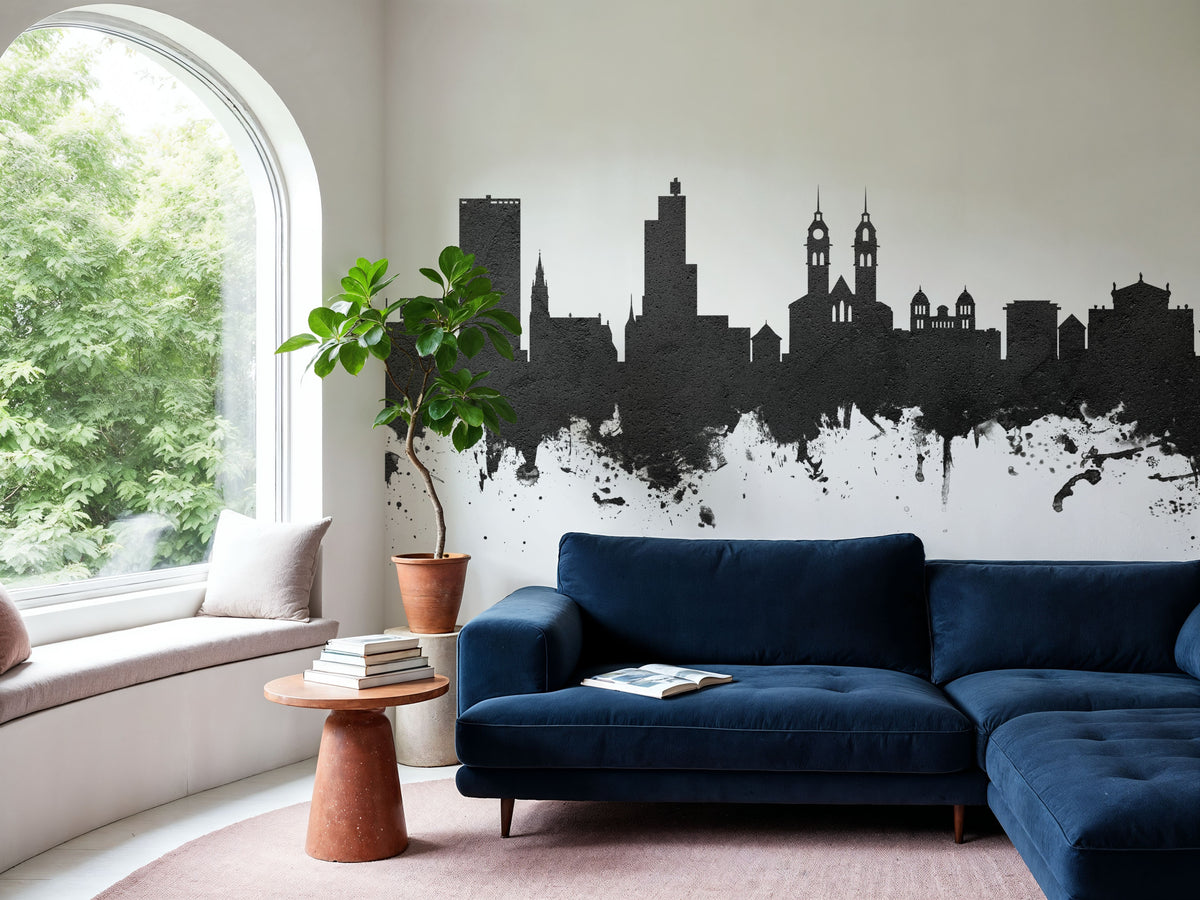 Wintherthur Switzerland Skyline Black & White Mural Wallpaper - room preview 05