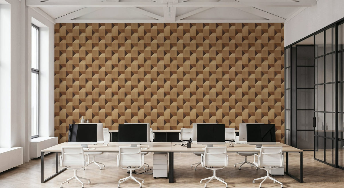 Illusion Box Marquetry, Oak Mural Wallpaper - room preview 05