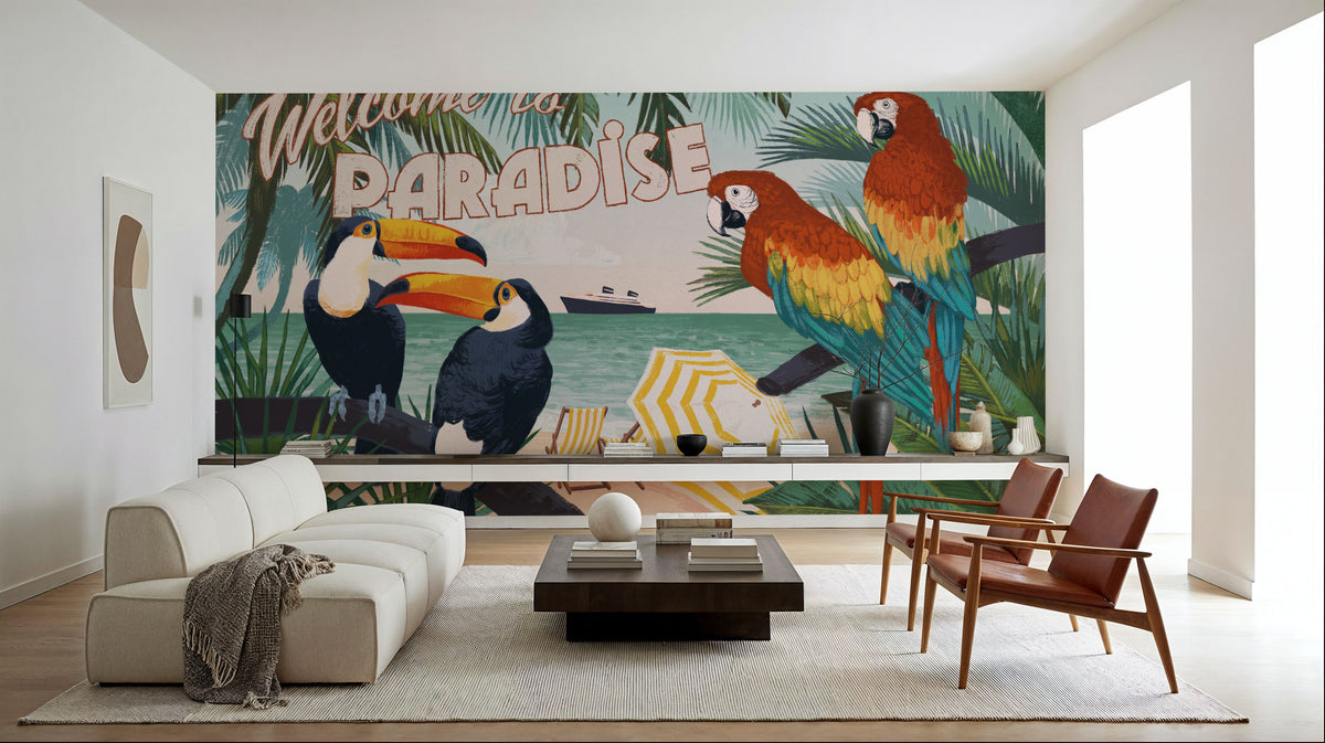 Welcome to Paradise Mural Wallpaper - room preview 05