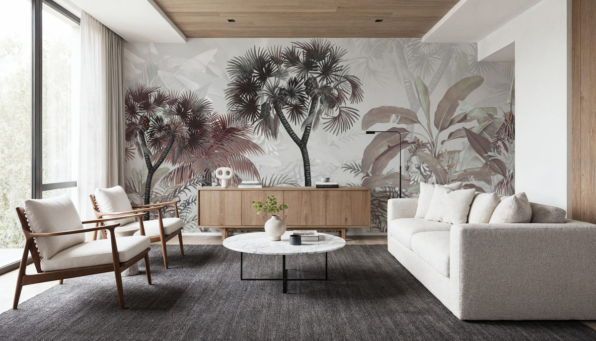Tropical Forest Strolls Rainy Blue Mural Wallpaper - room preview 05