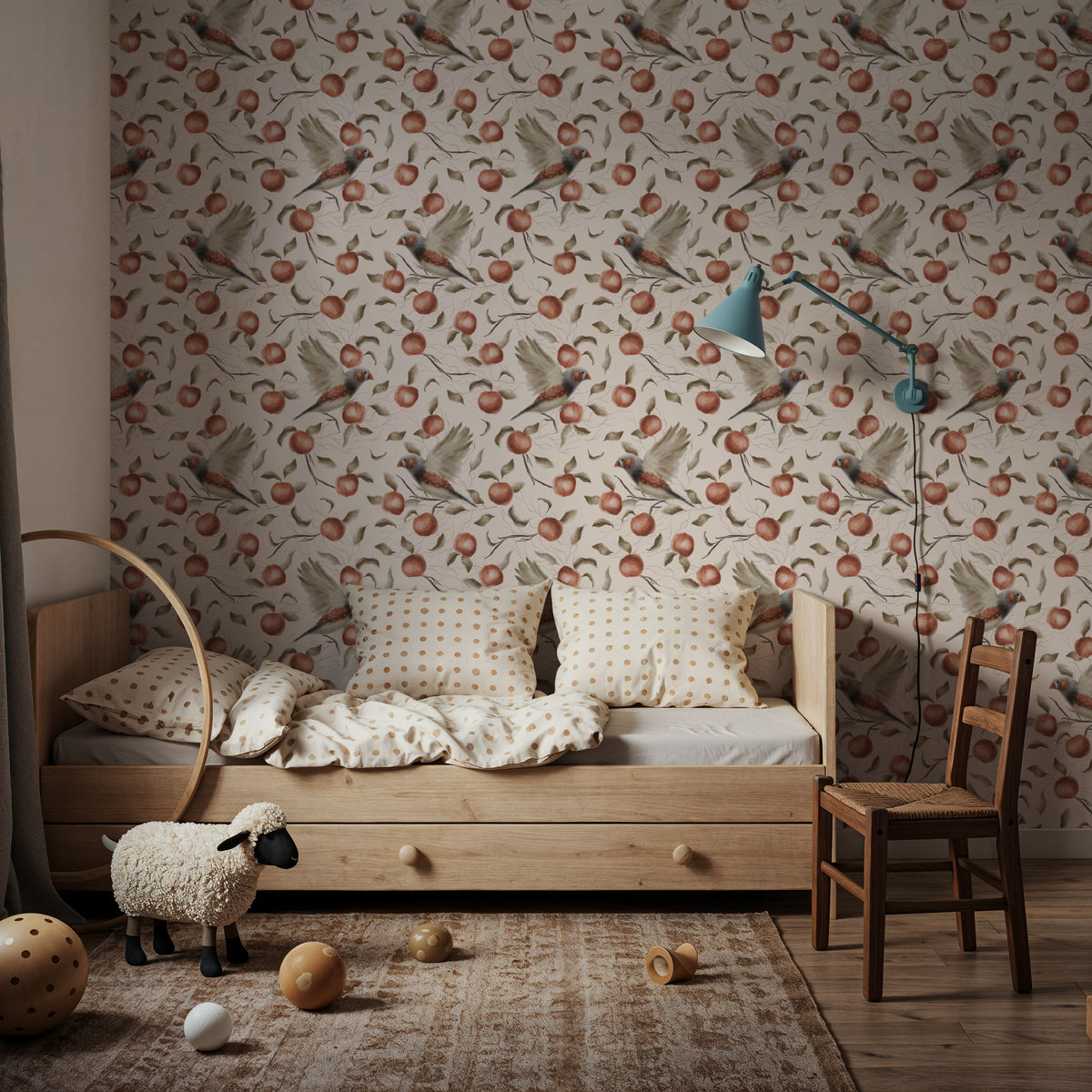 Chaffinchs and Apples Mural Wallpaper - room preview 05