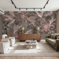 Peony Study - Ash and Pink Mural Wallpaper - room preview 05