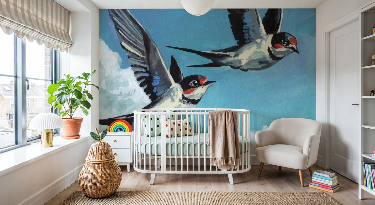 Two Birds in the Clouds Mural Wallpaper - room preview 05