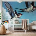 Two Birds in the Clouds Mural Wallpaper - room preview 05