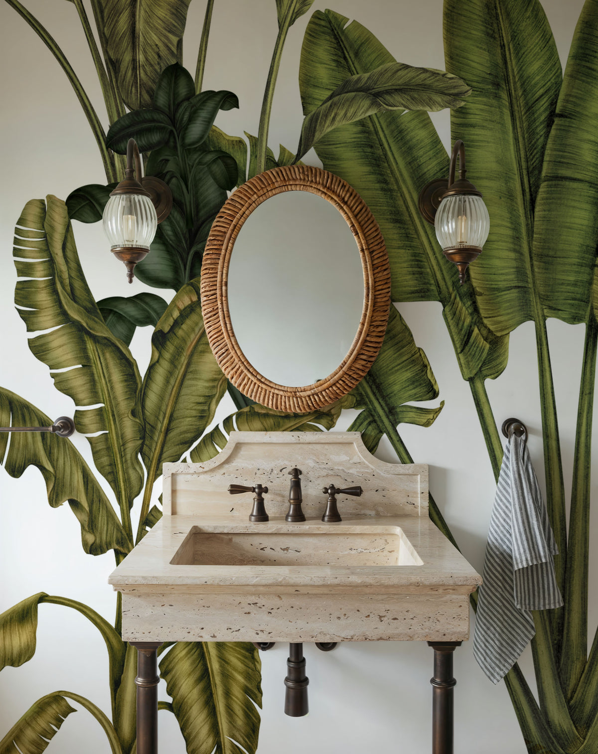 Banana Grove, White Mural Wallpaper - room preview 05
