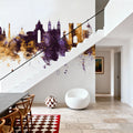 Lisbon Portugal Skyline Purple & Gold Mural Wallpaper - room preview 05