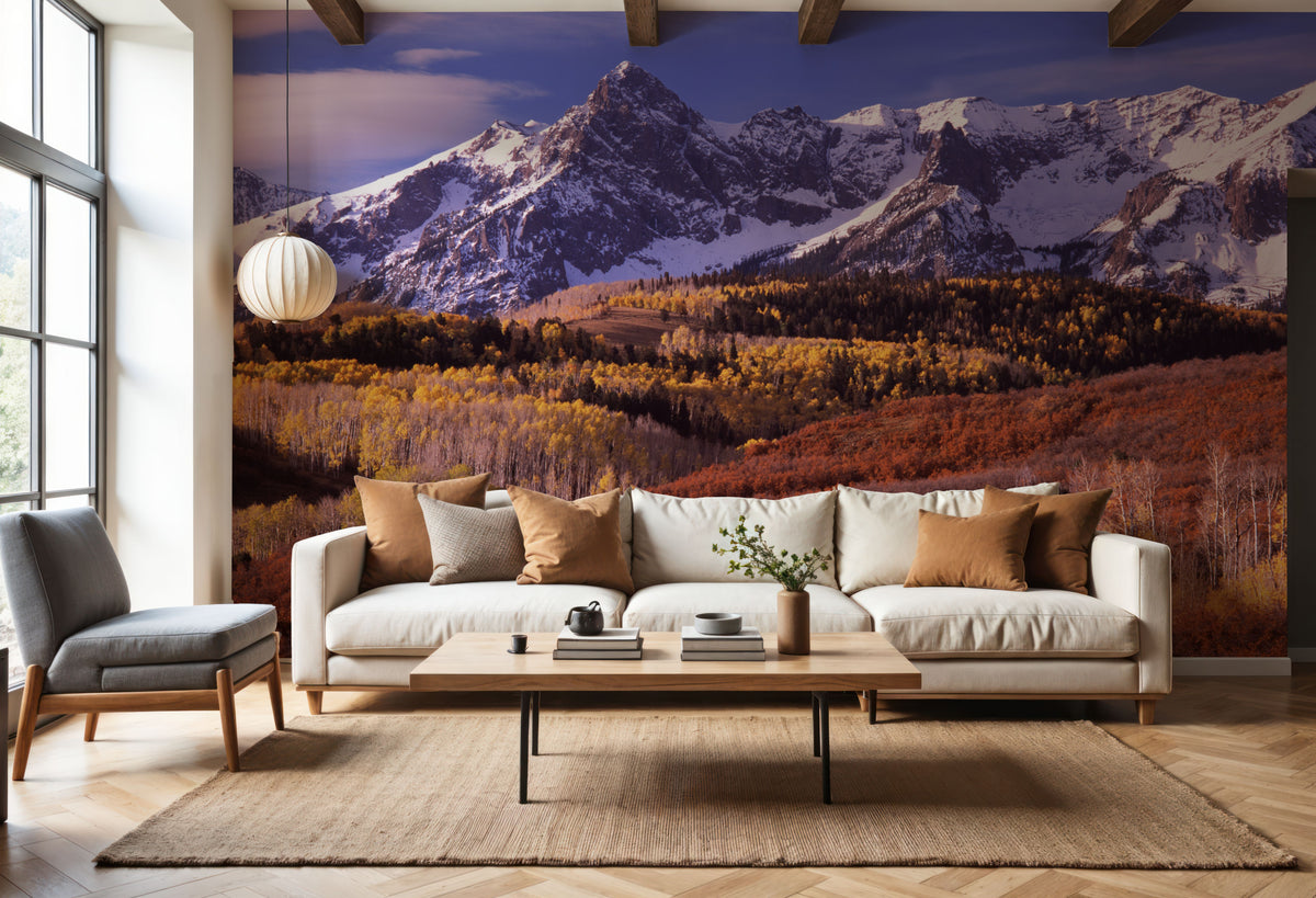 Misty Autumn Peaks Field Mural Wallpaper - room preview 05