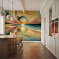 Golden Sunset Vista in Art Deco Mural Wallpaper - room preview 05