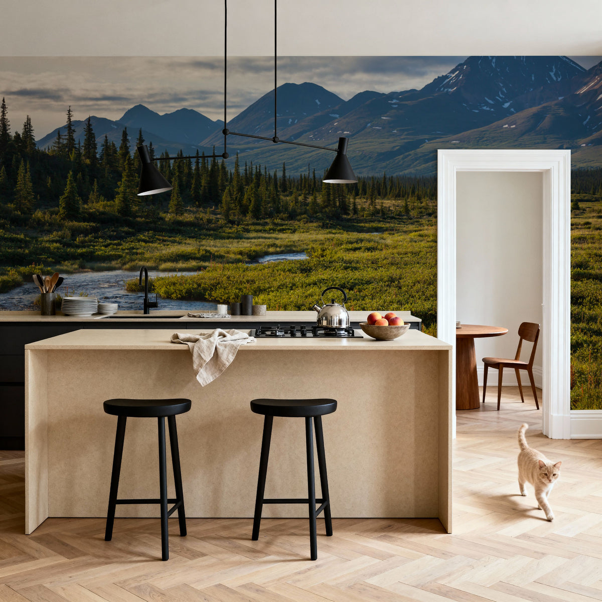 Lets Go Fishing Mural Wallpaper - Neutral Tone - room preview 05