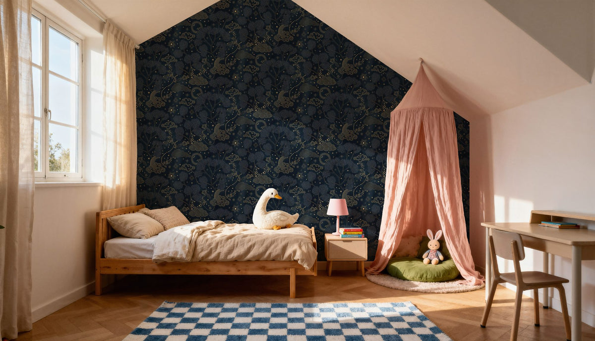 Moonlit Sky Petite, Midnight Mural Wallpaper - room preview 05