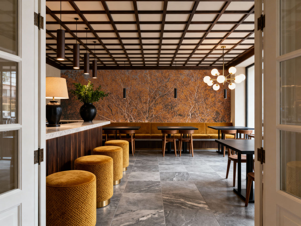 Amber Birch Woods Mural Wallpaper - room preview 05