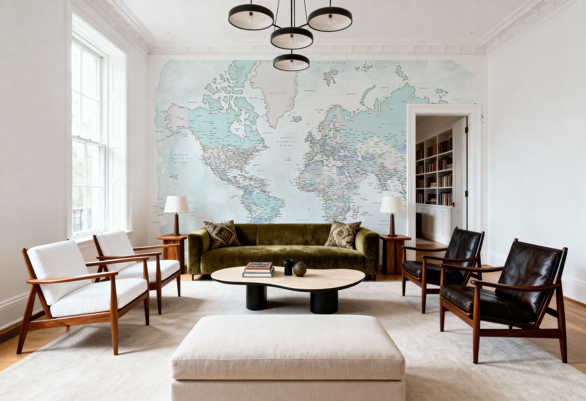 World Map Cities - Rebe Mural Wallpaper - room preview 05