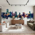 Guildford England Skyline Blue & Bronze Mural Wallpaper - room preview 05