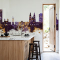Quito Ecuador Skyline Purple & Gold Mural Wallpaper - room preview 05