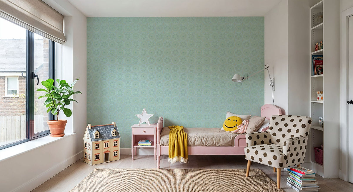 Flutterby Stacks Sky Blue Mural Wallpaper - room preview 05
