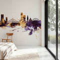 Liege Belgium Skyline Purple & Gold Mural Wallpaper - room preview 05