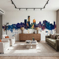 Milwaukee Wisconsin Skyline Blue & Bronze Mural Wallpaper - room preview 05