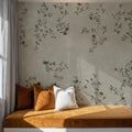 Rambling Rose, Garnet on Greige Mural Wallpaper - room preview 05