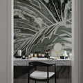 High Grunge Leaves Mural Wallpaper - Neutral Tone - room preview 05