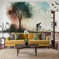 Cycling Towards Twilight Mural Wallpaper - room preview 05