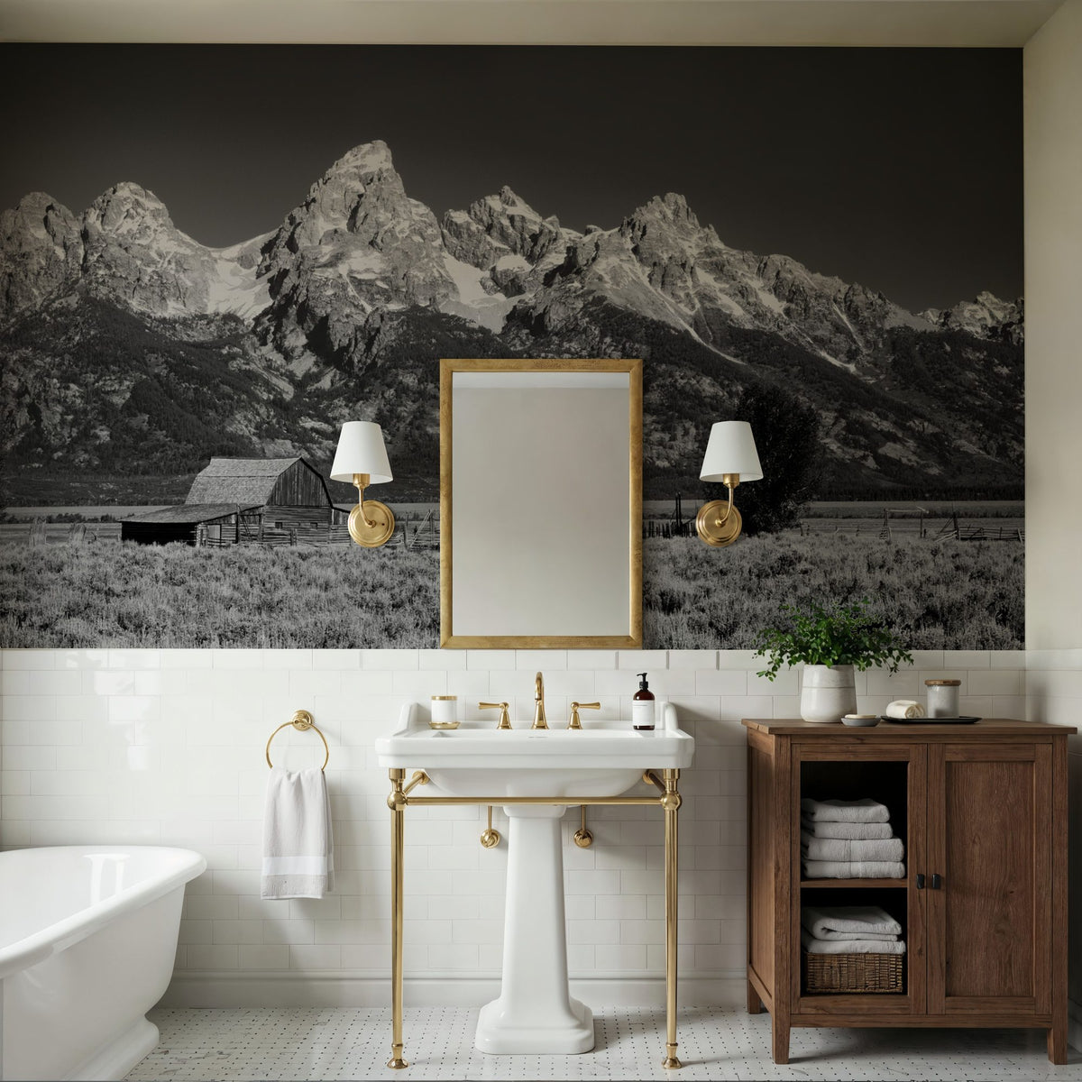 Timeless Alpine Homestead Mural Wallpaper - room preview 05